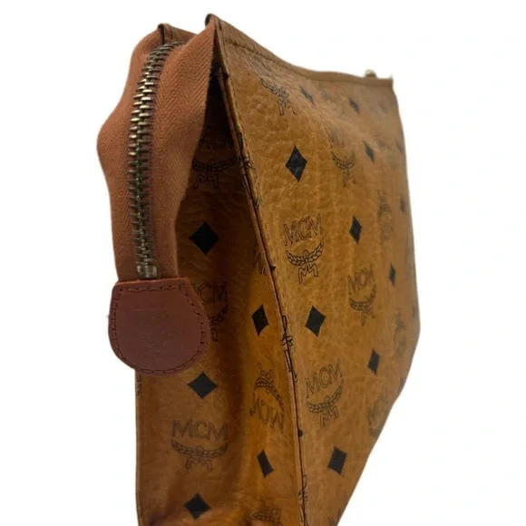 MCM Brown Clutch Bag Monogrammed Leather